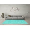 thumbnail image 3 of Ahgly Company Machine Washable Indoor Square Solid Turquoise Blue Modern Area Rugs, 5' Square, 3 of 4