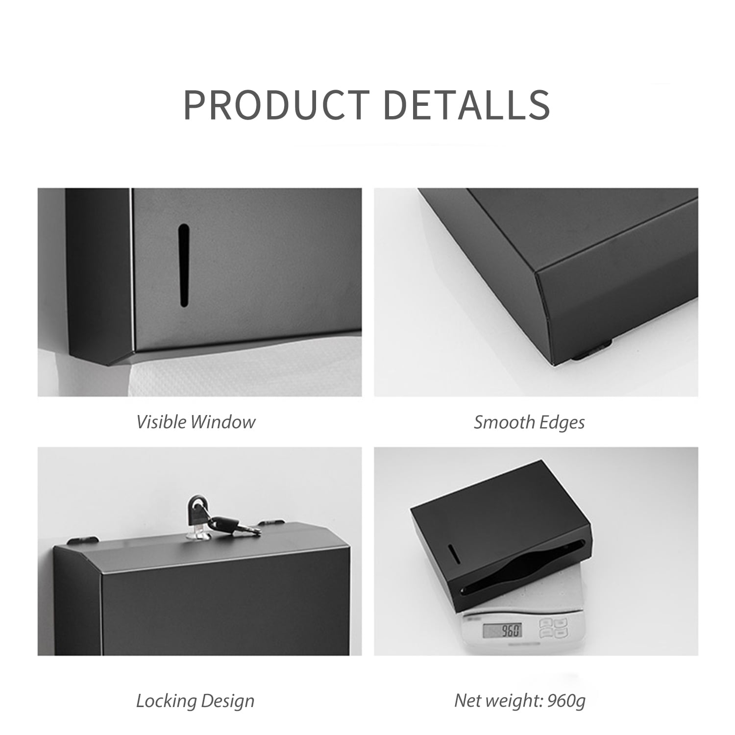 M Buder Wall Mounted Stainless Steel Paper Towel Dispenser for Bathroom Kitchen Commercial Moisture Resistant 10.74 inches / 27.3 cm