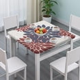 thumbnail image 3 of Red and Blue Pioneer Flower Pattern Square Fitted Tablecloth with Elastic Edge,Square Table Cover,Washable Elastic Table Cover for Home Kitchen Party Decor 36"x36", 3 of 6