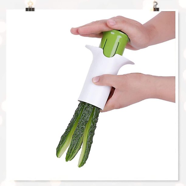 Cortador De Verduras De Pepino Herramienta De Cortador De Frutas - Cortador De Verduras De Acero Inoxidable Con Inserto De Centrado, Picador De Verduras Para Frutas, Pepino, Zanahoria, S LingWen 8390611050801