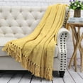 thumbnail image 6 of Home Soft Things Reversible Tweed Throw Blanket, Super Soft & Cozy - Jojoba Yellow, 60x80", 6 of 8