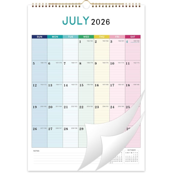 Calendar 2026-2027 - Wall Calendar 2026-2027, Jul.2026 - Dec.2027 | 12" x 17", 18 Months Wall Calendar with -Wire Binding, Hook - Colorful Lump