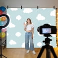 10x8ft Photo Backdrop, Clouds Soft Polyester Backdrop Curtains ...