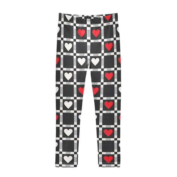 joogoo Girls' Leggings Heart on Checkered Yoga Pants 6T