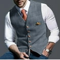 thumbnail image 3 of Men's Casual Plaid Vest with Slim Fit - Vintage Wool Herringbone Retro Satin Jacket for Formal Wear, Parties, and Special Occasions,Gray,L, 3 of 9