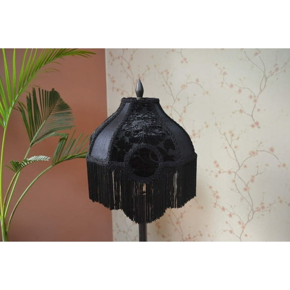 BespokeByNikita Decorative Home Decoration Vivien Victorian Black Vivien Shape Glass Lamp Shades
