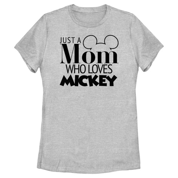 Women's Mickey & Friends Just a Mom Who Loves Mickey  Graphic Tee Athletic Heather X Large