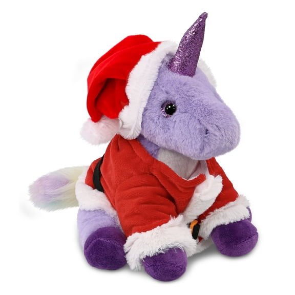 DolliBu Santa Purple Unicorn Stuffed Animal Plush Toy - Super Soft Dress Up with Red Santa Claus Outfit, Cute Mythical Animal Unicorn Gift Perfect Holiday Christmas Gift - 9 Inches