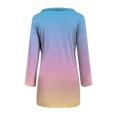 thumbnail image 5 of Women's Mid-Length Gradient Color Cardigan, Open Front Button Down Knit Sweater, Lightweight Longline Cover Up, Casual Duster Coat, Tunic Length Layering Piece Light Blue XXL, 5 of 6