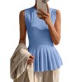 thumbnail image 3 of Women Summer Sweater Vest Slim Fit Ribbed Knit Round Neck Shirt, 3 of 4