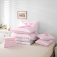 thumbnail image 6 of Castle Fairy Girls Monogrammed Letter 7-Piece Bedding Comforter Set,Pink Bow King Bedding Sets,Sparkling Sequin Ultra Soft Bed Sheets,Microfiber Bedroom Decor, 6 of 8