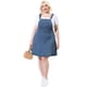 thumbnail image 3 of Women's Plus Size Jeans Suspender Skirt Patch Pocket Side Button Adjustable Strap Denim Overall Dress Blue 3X, 3 of 7