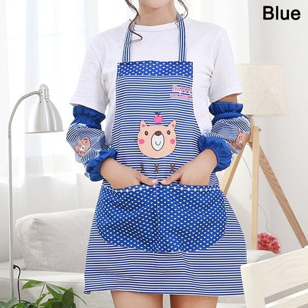 CAROOTU Apron Over Arm Sleeves Set Women Kitchen Cooking Bib Aprons with Pockets