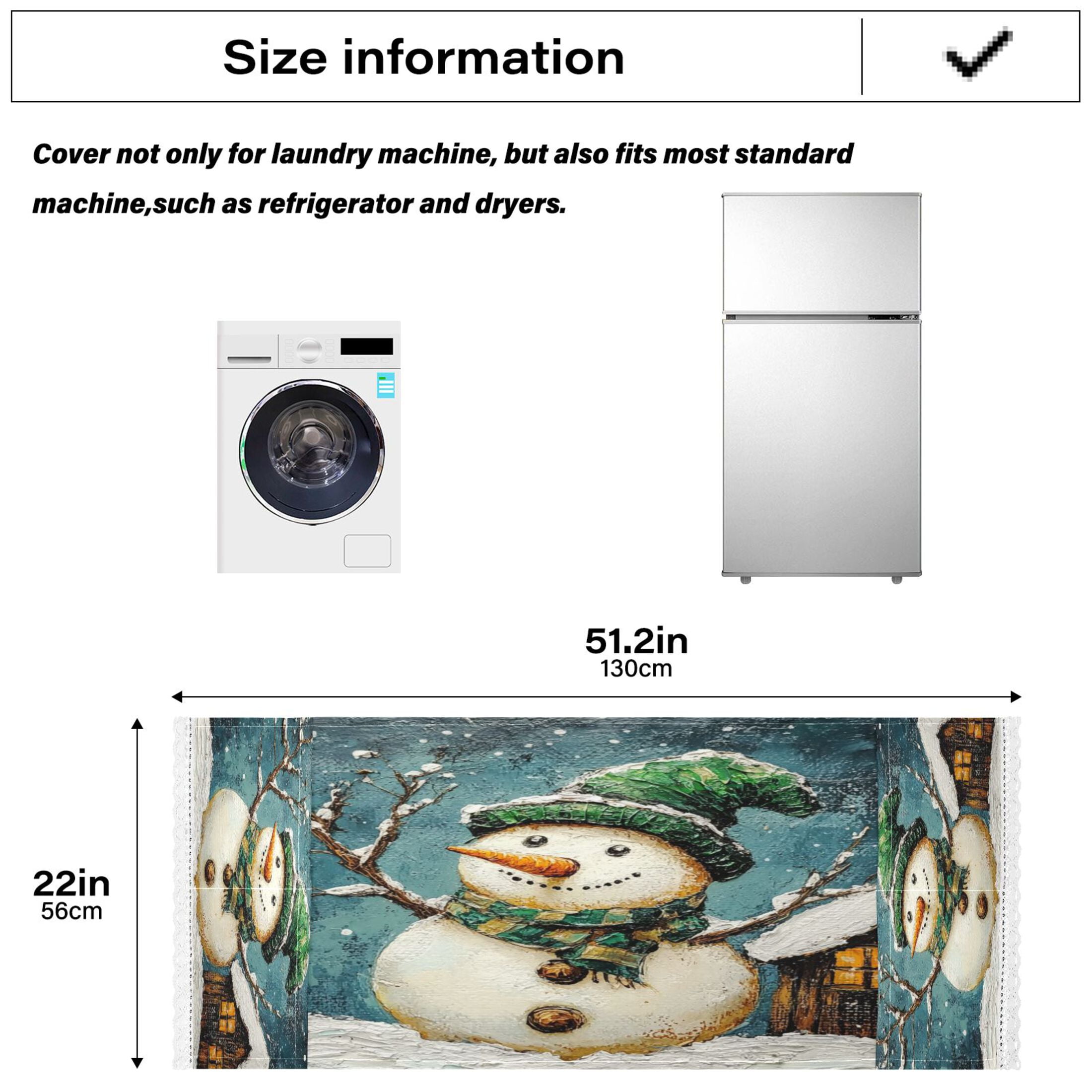 Winter SnowmanWasher and Dryer Covers Dust-Proof and Oil Resistant Fridge Cover with 4 Storage Pockets Washing Machine Top Cover for Laundry Kitchen Home 51.2 x 22 In