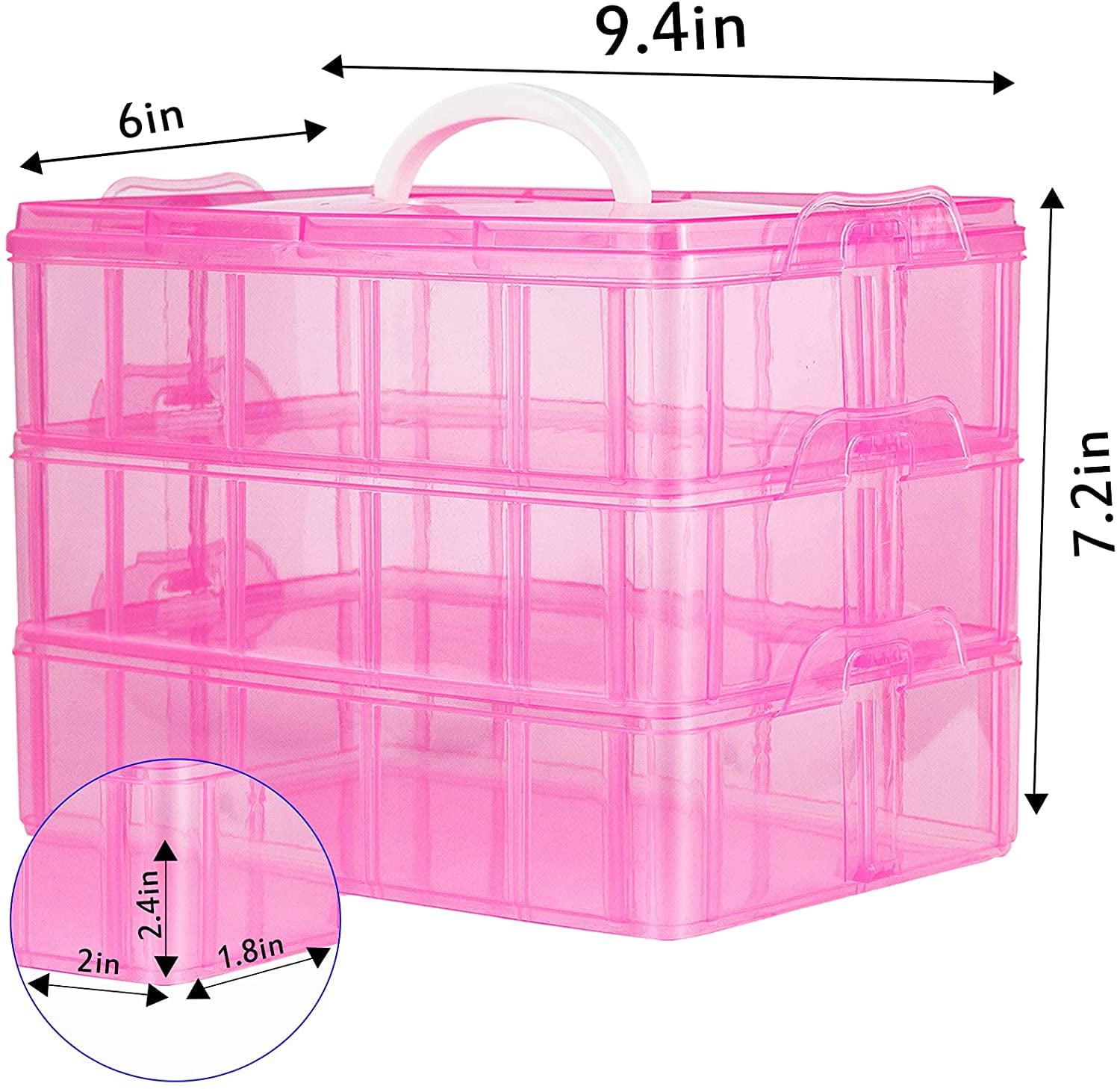 3-Tier Stackable Storage Container Box, Stackable Storage Container with 30 Adjustable Compartments,Craft Storage Organizers and Storage for Organizing Arts andCrafts,Toy,Jewelry,Kids Toys