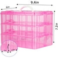 thumbnail image 2 of Yayun 3-Tier Stackable Storage Container with 30 AdjustableCompartments,Plastic Organizer Box with Handle for Organizing Arts and Crafts,Toy,Jewelry,Hair Accessories,Pink, 2 of 8