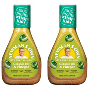 Newman's Own Olive Oil & Vinegar Dressing, 16 Oz -Pack of 2, Includes V2U Utensil Set