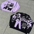 thumbnail image 4 of Harajuku moda hombres y mujeres pareja otoño e invierno suéter Y2K retro 90s gótico equipado cuello redondo tops ropa 2023 nuevo, 4 of 4