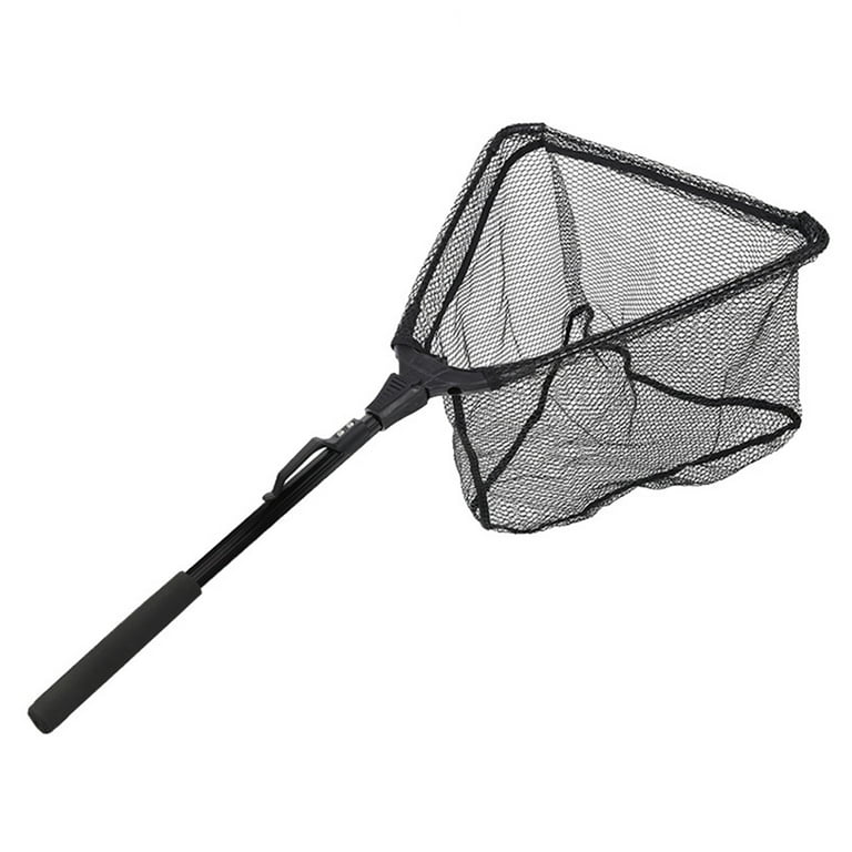 Kripyery Telescopic Folding Fishing Net, Black Transparent Mesh