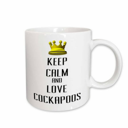 

3dRose Gold Crown Keep Calm And Love Cockapoos Ceramic Mug 15-ounce