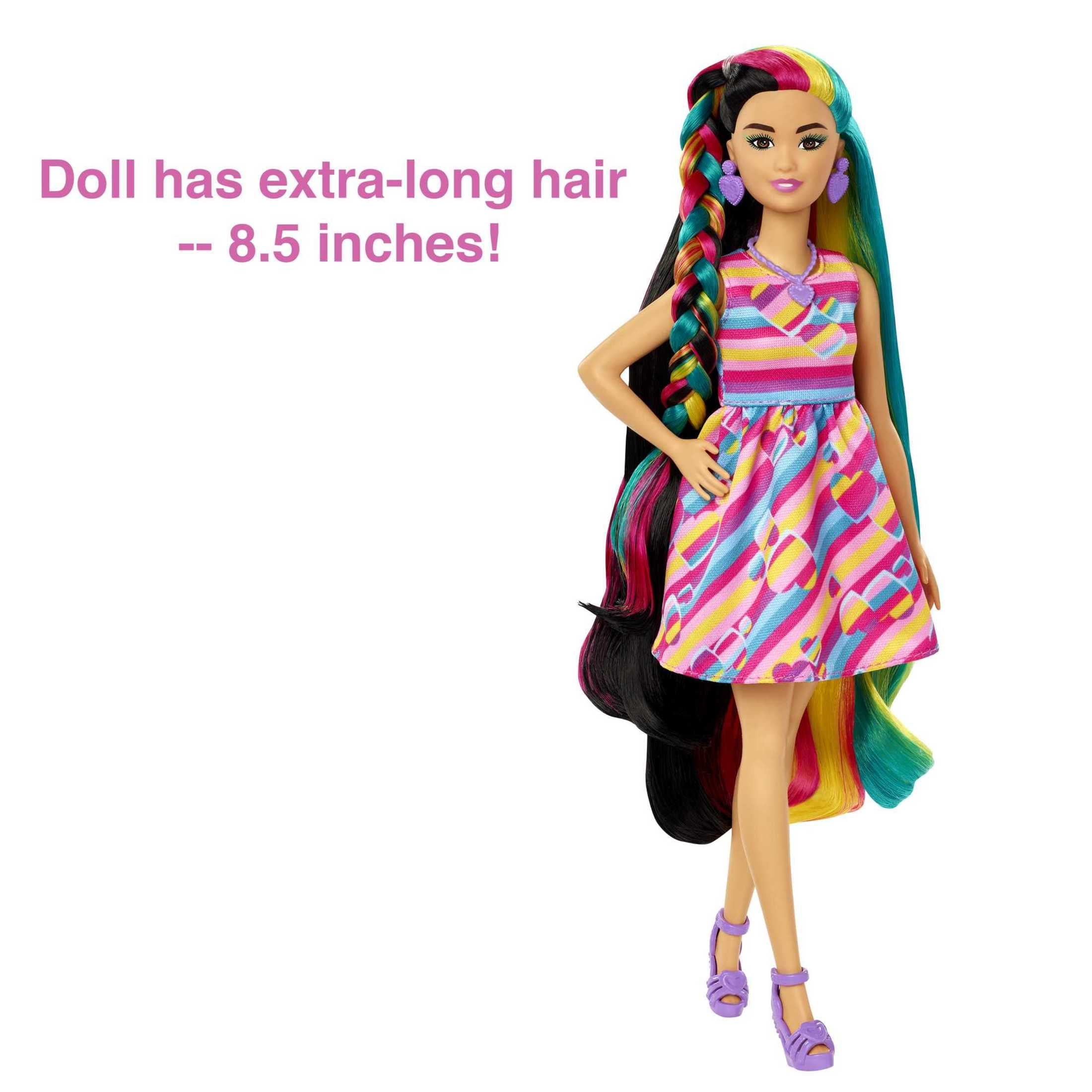 Barbie Totally Hair Fashion Doll with Heart Theme, Extra-Long Hair & 15 Styling Accessories