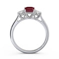 thumbnail image 3 of 1.50 Ct Emerald Cut Real Diamond Red Ruby Gemstone Shiny Three Stone Ring for Wedding 14K White Gold Size 6, 3 of 7