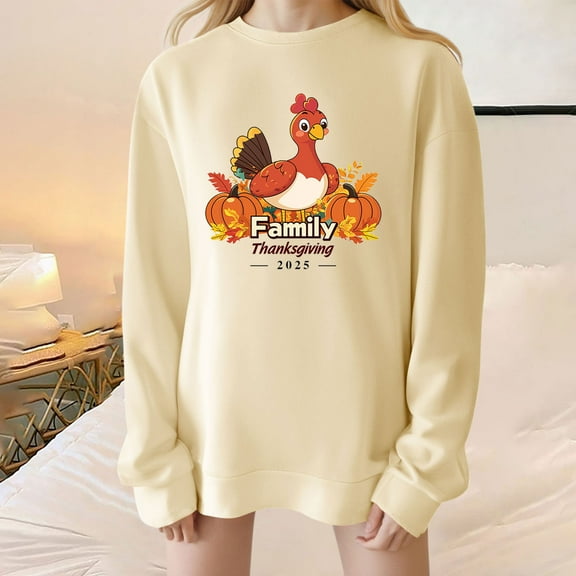 Inverlee Women's Thanksgiving Sweatshirts Plus Size Turkey Pumpkin Graphic Sweatshirt Trendy Long Sleeve Soft Shirts Round Neck Dressy Casual Pullover Tops