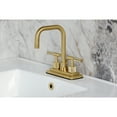 thumbnail image 2 of Kingston Brass KS6647KNL Knurled Double-Handle 3-Hole Deck Mount 4-Inch Centerset Bathroom Faucet with Brass Pop-Up in Brushed Brass, 2 of 8