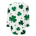 thumbnail image 5 of Craaazy Women's St Patricks Day Clothes with Irish Clover Prints Crew Neck 3/4 Sleeve Shirts, 5 of 6