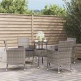 thumbnail image 1 of vidaXL Ensemble Bistro de Jardin 5 Pcs avec Coussins en Rotin Gris, 1 of 5