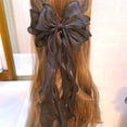 thumbnail image 5 of Bmisegm Headwear for Girls Elegant Triple Layer Bow Flowing Ribbon Bridal Hair Clip for Wedding Occasions Headbands Black_001, 5 of 6