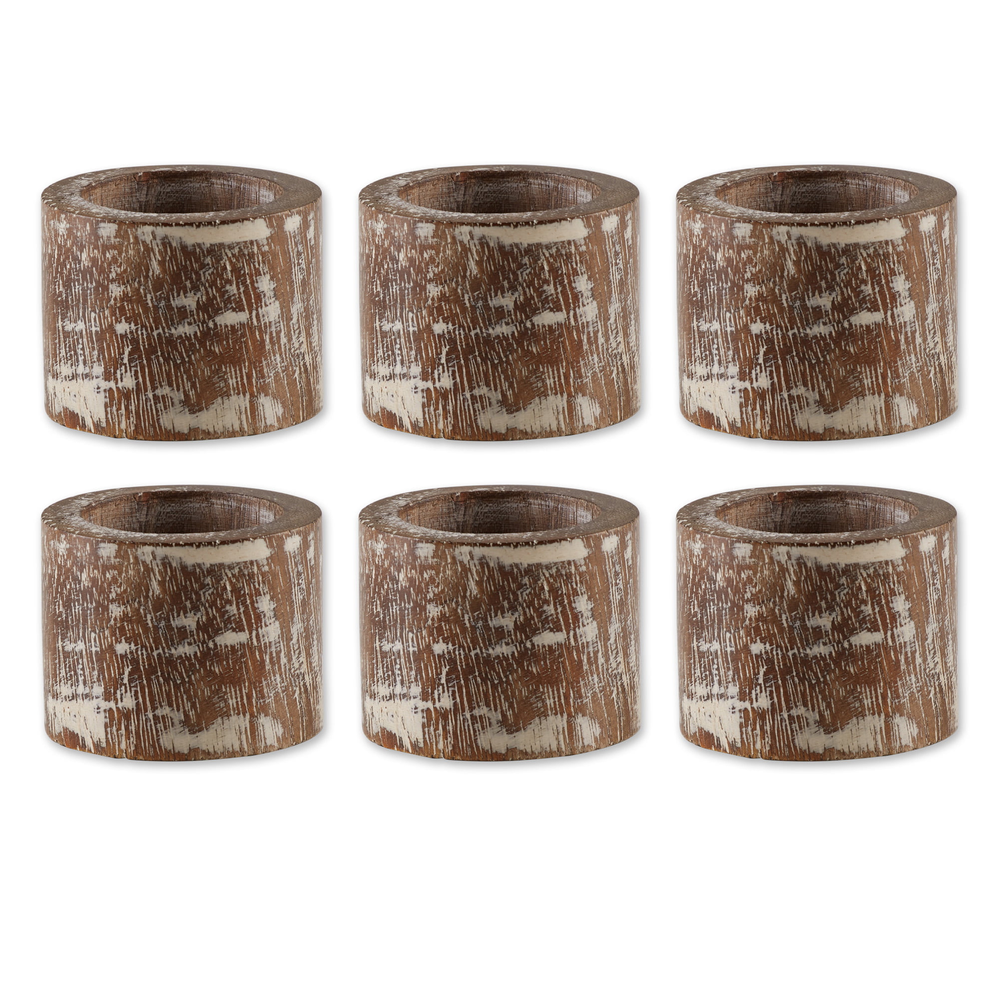 Set of 6 Artisan Crafted Rustic Mango Wood Napkin Rings for Table Decoration