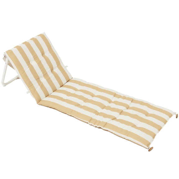 Sunnylife: Reclining Beach Chair - Mango Bay Mustard Stripe - Ground Lounger, Pool-Sand-Outdoor Chaise Seat, Lay Flat-Adjustable Back, Water Resistant