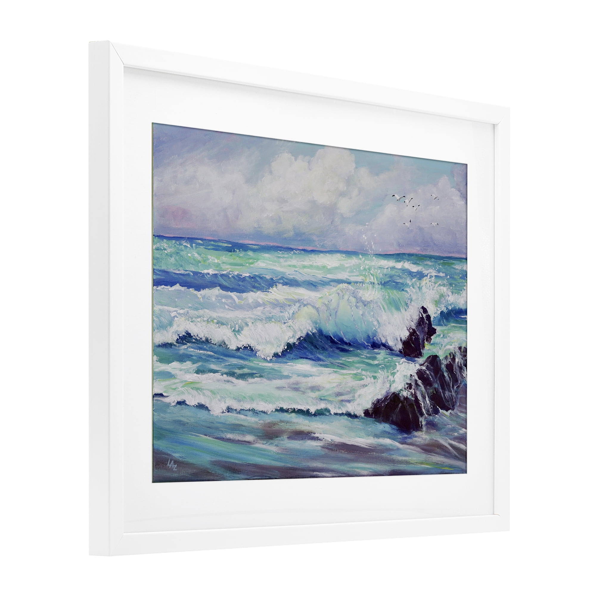 Stupell Industries Down By The Sea White Framed Print Under Glass, design by Lee Ann Zirbes