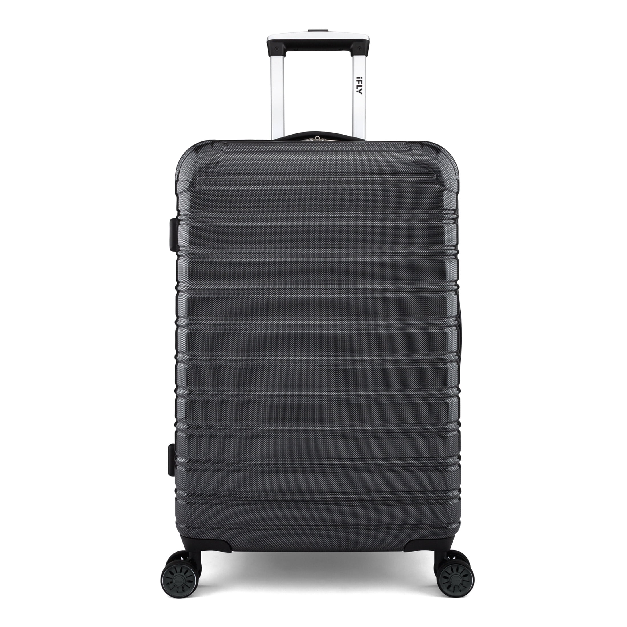 iFLY Hardside Fibertech Luggage 24" Checked Luggage, Black