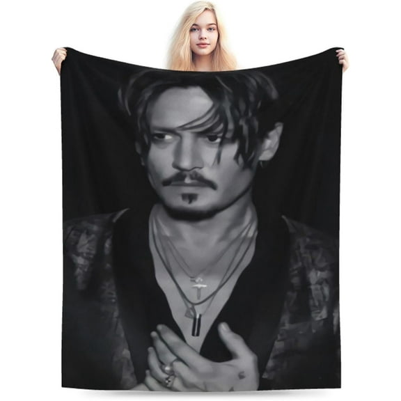 Blanket Johnny Depp Soft and Comfortable Warm Fleece Throw Blankets Yoga Blankets Beach Blanket Picnic Blankets Gift for Dorm room office decor Sofa Bed Camping Travel All Season