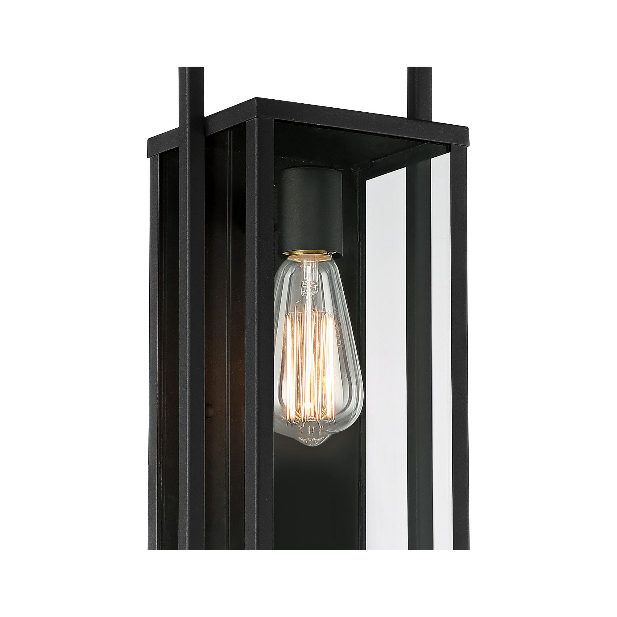 Possini Euro Design Jericho Modern Outdoor Wall Light Fixture Textured Black Metal 19" Clear Glass Panel for Post Exterior Barn Deck House Porch Yard