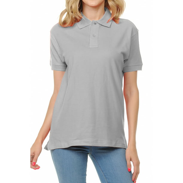 Basico (Grey Melange) Polo Collared Shirts For Women 100% Cotton Short  Sleeve Golf Polo Shirts For Women and Juniors 
