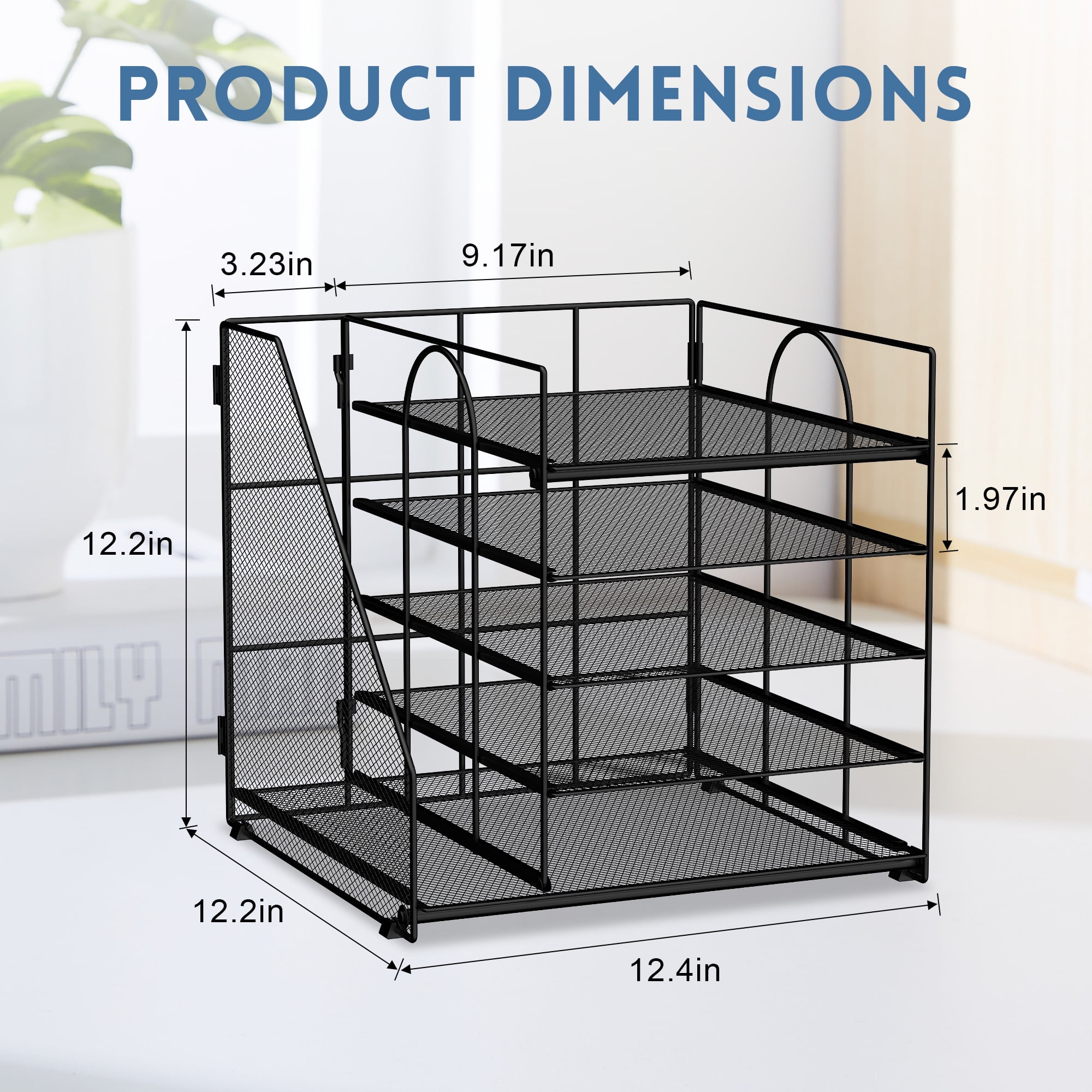 INTIGE 5-Tier Desk Organizer with File Holder, Letter Tray Paper Organizer, 1 Pcs