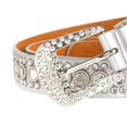 thumbnail image 4 of facefd Strass Ceinture Mode PU Cuir Cristal Ceintures Ceinture pour Robe Pantalon Blanc, 4 of 4