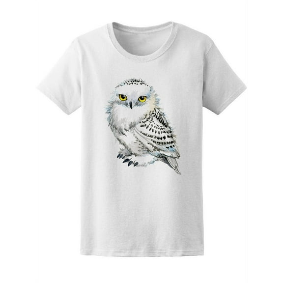 Snowy Owl  Watercolor T-Shirt Women -Image by Shutterstock, Female Medium