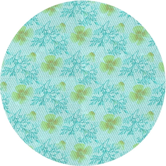 Ahgly Company Indoor Round Patterned MediumTurquoise Green Area Rugs, 4' Round