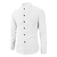 thumbnail image 6 of Generic Men's Waffle Shirts Stand Collar Texture Button Down Long Sleeve Blouse Casual Slim Cardigan Street Tops with Pocket, 6 of 6