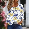 thumbnail image 6 of Viluyesy 3/4 Sleeves T-Shirt Women Round Neck Shirt Tops Fashionable Relaxed Fold Button Loose Blouse Yellow Size XL, 6 of 7