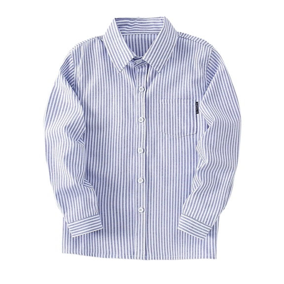 EnJoCho Boys Oxford Dress Shirt Long Sleeve Casual Striped Button Down Tops Kids Church Wedding Special Occasion