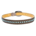 thumbnail image 3 of Western Turquoise Rhinestone Studded Faux Crocodile Print Genuine Leather Belt, 3 of 6