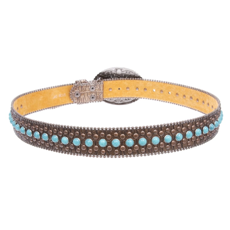 Western Turquoise Rhinestone Studded Faux Crocodile Print  display picture 2