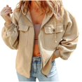 thumbnail image 3 of BiZtdJrK Womens Fleece Zip Up Jacket with Hooded Solid Color Long Sleeve Sweatshirt Jackets Casual Pockets Hoodies Coat Fall Clothes Best Sales Today Beige XXL, 3 of 9