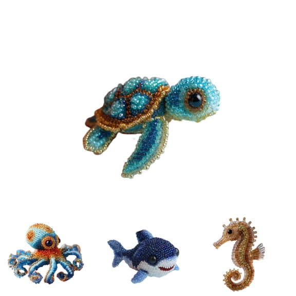 Octopus Bead Embroidery Kit DIY Craft with Glass Beads Wire Instructions Complete Starter Set Relaxing Art Project for Beginner-Friendly Adults Teens(A)