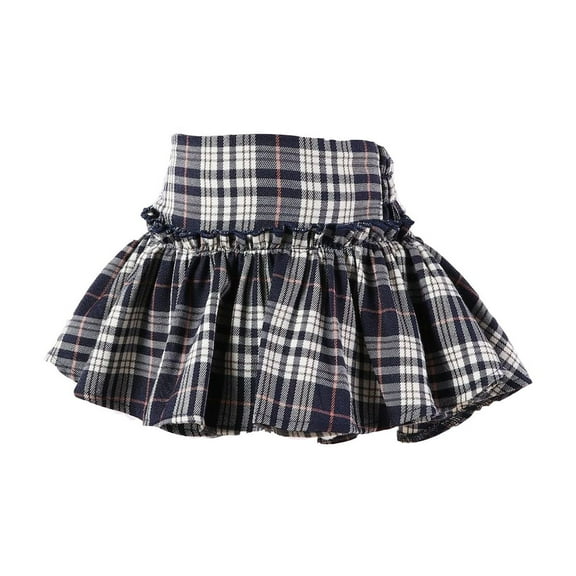 WOYY Toddler Girls Preppy Plaid Pleated Skirt High Waist A-Line Skirt, Sizes 1-14